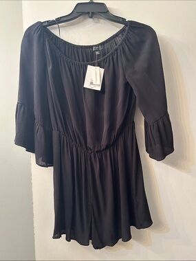 Topshop Black Off-the-Shoulder Tunic Romper
